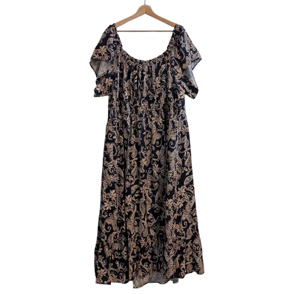 Torrid Washable Challis Off Shoulder Tea Dress Paisley Print NWT - Picture 12 of 16